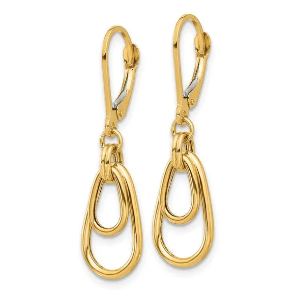 Leslie's 14K Polished Teardrop Dangle Leverback Earrings Image 2 Fairfield Center Jewelers Fairfield, CT