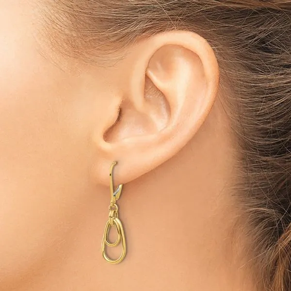 Leslie's 14K Polished Teardrop Dangle Leverback Earrings Image 3 Fairfield Center Jewelers Fairfield, CT