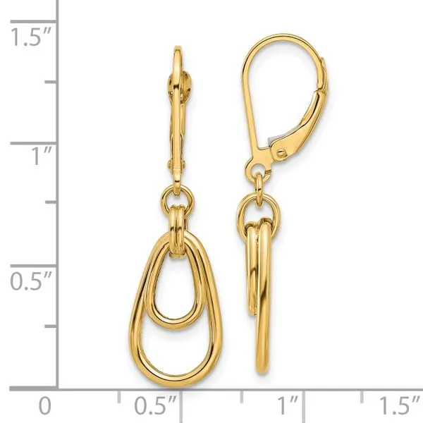 Leslie's 14K Polished Teardrop Dangle Leverback Earrings Image 4 Diny's Jewelers Middleton, WI