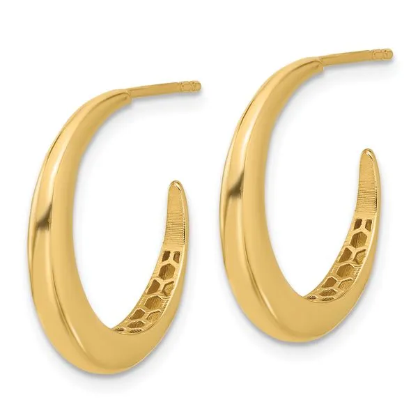 Leslie's 14K Polished J-Hoop Post Earrings Image 2 Spencer's Jewelers Athens, GA