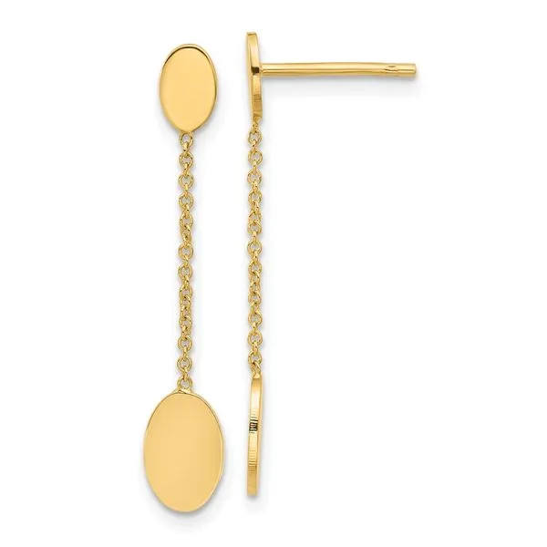 Leslie's 14K Polished Oval Discs Dangle Post Earrings Diamond Design Jewelers Somerset, KY