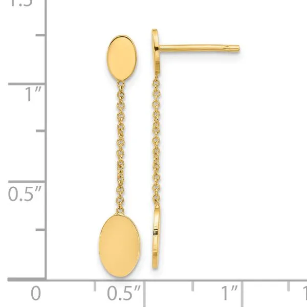 Leslie's 14K Polished Oval Discs Dangle Post Earrings Image 4 Mitchell's Jewelry Norman, OK