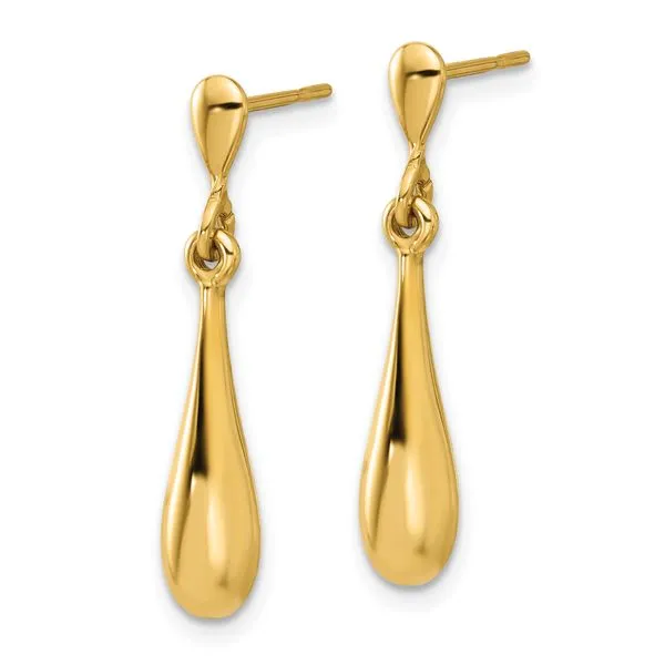Leslie's 14K Polished Teardrop Post Dangle Earrings Image 2 Spencer's Jewelers Athens, GA