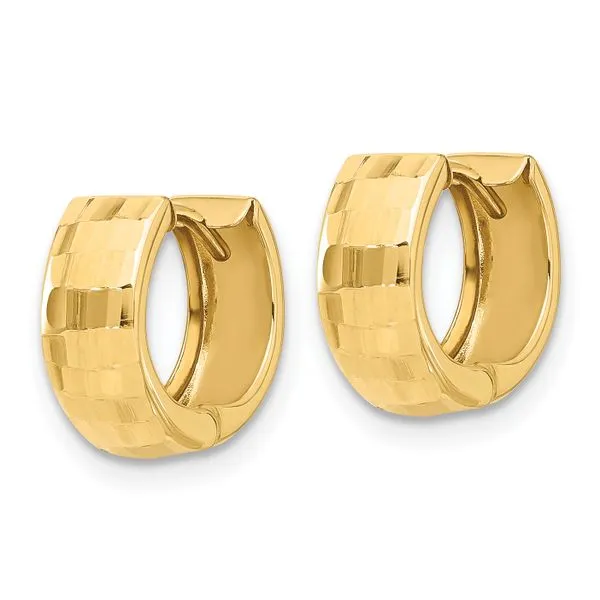 Leslie's 14K Polished and Diamond-cut Huggie Hoop Earrings Image 2 Mitchell's Jewelry Norman, OK
