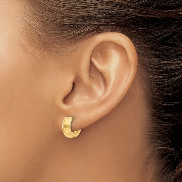 Leslie's 14K Polished and Diamond-cut Huggie Hoop Earrings Image 3 Mitchell's Jewelry Norman, OK