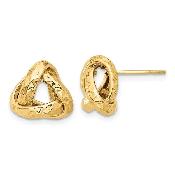 Leslie's 14K Polished and Diamond-cut Triangle Love Knot Post Earrings Spencer's Jewelers Athens, GA