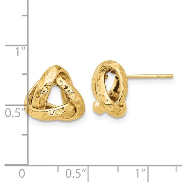 Leslie's 14K Polished and Diamond-cut Triangle Love Knot Post Earrings Image 4 Spencer's Jewelers Athens, GA