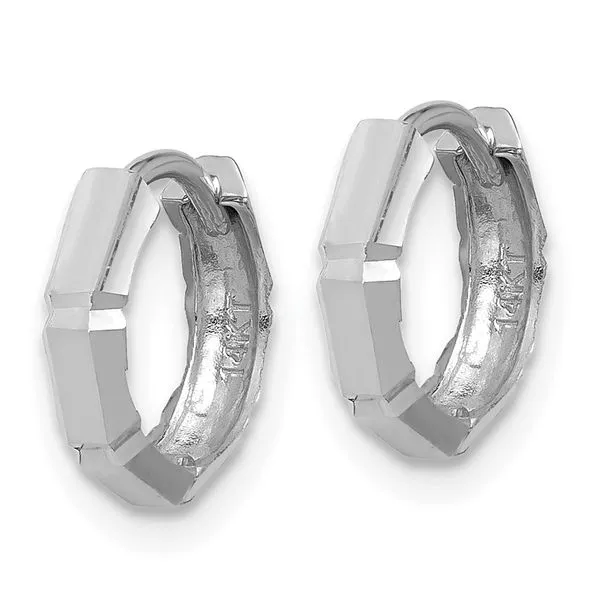 Leslie's 14K  White Gold Polished/Diamond-cut Huggie Hoop Earrings Image 2 K & Co Family Jewelers Eagle, ID