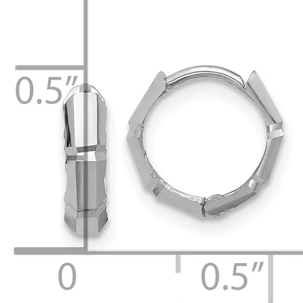 Leslie's 14K  White Gold Polished/Diamond-cut Huggie Hoop Earrings Image 3 K & Co Family Jewelers Eagle, ID