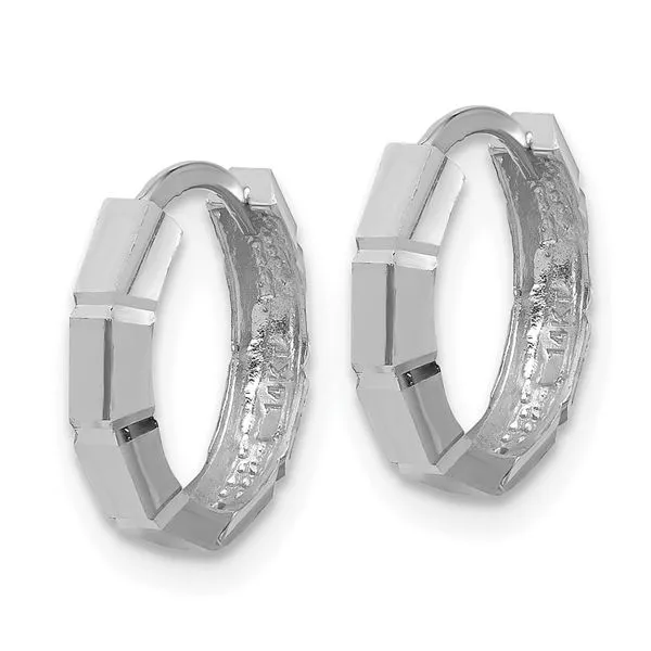 Leslie's 14K White Gold Polished/Diamond-cut Huggie Hoop Earrings Image 2 G.G. Gems, Inc. Scottsdale, AZ