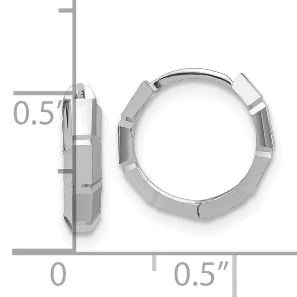 Leslie's 14K White Gold Polished/Diamond-cut Huggie Hoop Earrings Image 3 G.G. Gems, Inc. Scottsdale, AZ