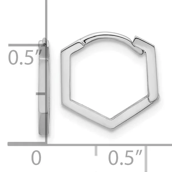 Leslie's 14K White Gold Polished Geometric Hoop Earrings Image 3 Valentine's Fine Jewelry Dallas, PA