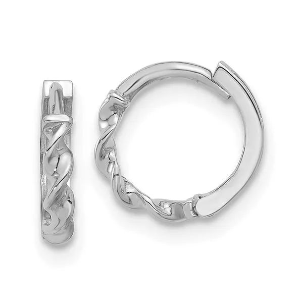 Leslie's 14K White Gold Polished Twisted Huggie Hoop Earrings J. West Jewelers Round Rock, TX