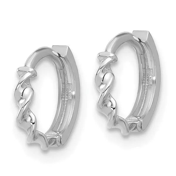Leslie's 14K White Gold Polished Twisted Huggie Hoop Earrings Image 2 Jewelry Design Studio Jensen Beach, FL