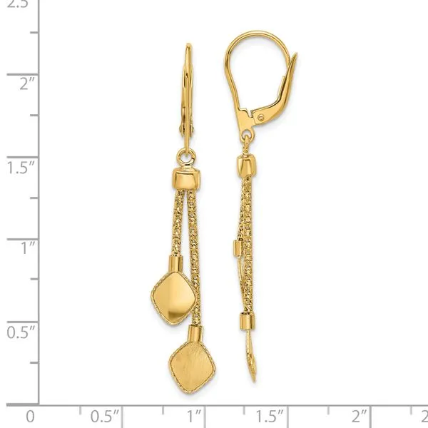 Leslie's 14K Polished and Brushed Dangle Leverback Earrings Image 4 Diamond Design Jewelers Somerset, KY