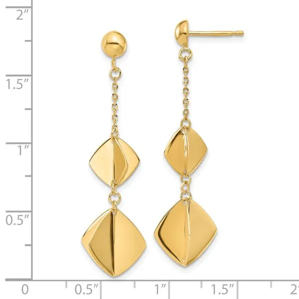 Leslie's 14K Polished Fancy Dangle Post Earrings Image 4 Diamond Design Jewelers Somerset, KY