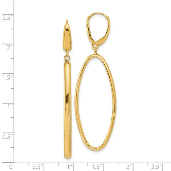Leslie's 14K Polished Oval Dangle Leverback Earrings Image 4 Mitchell's Jewelry Norman, OK