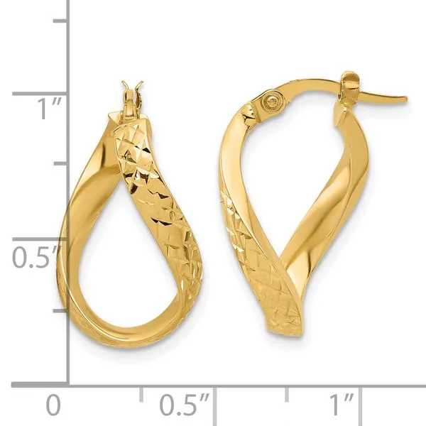 Leslie's 14K Polished and Diamond-cut Twist Hoop Earrings Image 4 Spencer's Jewelers Athens, GA