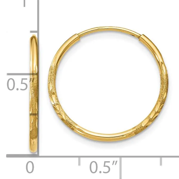 Leslie's 14k 1.25mm Diamond-cut Endless Hoop Earring Image 4 Spencer's Jewelers Athens, GA