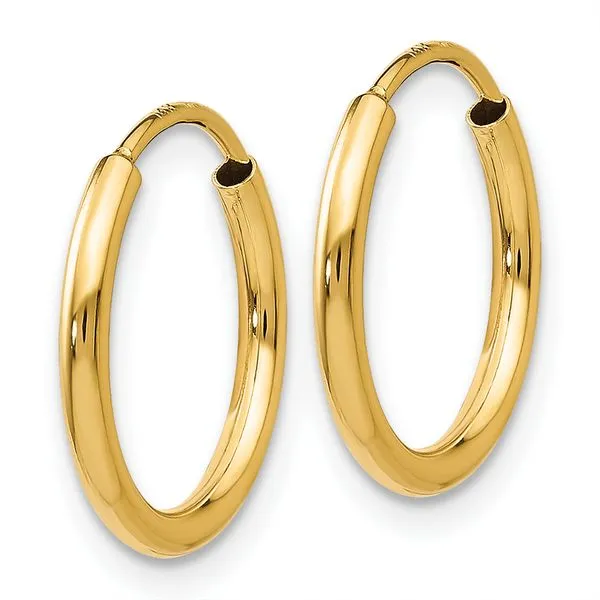 Leslie's 14k 1.5mm Polished Round Endless Hoop Earrings Image 2 Mitchell's Jewelry Norman, OK