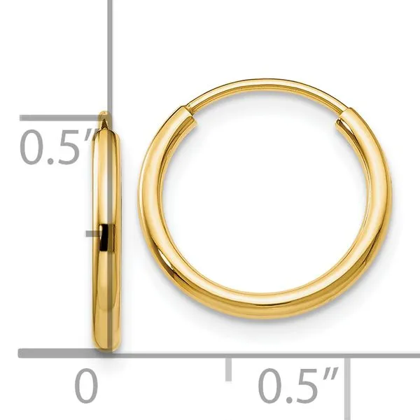 Leslie's 14k 1.5mm Polished Round Endless Hoop Earrings Image 4 Mitchell's Jewelry Norman, OK