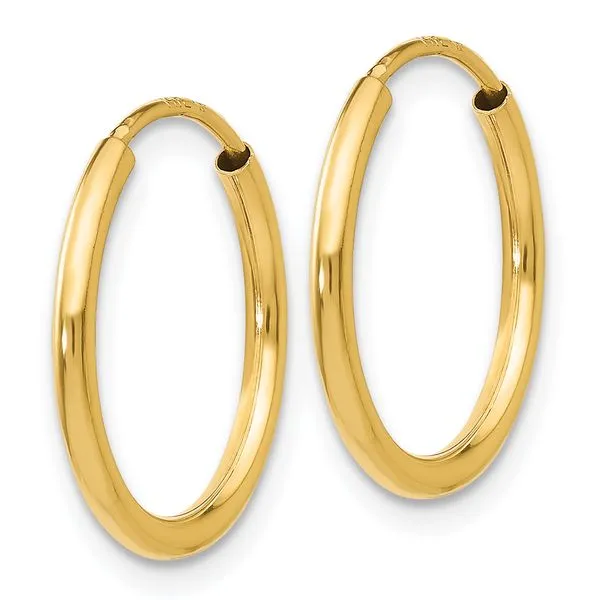 Leslie's 14k 1.5mm Polished Round Endless Hoop Earrings Image 2 Diny's Jewelers Middleton, WI