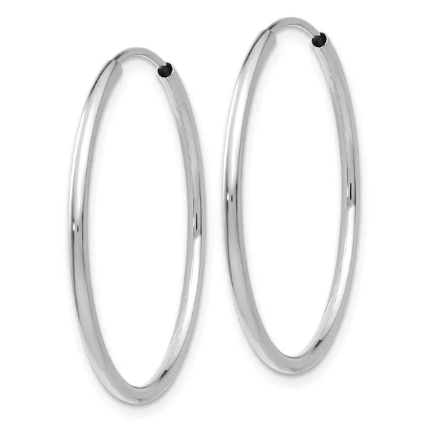 Leslie's 14k White Gold 1.5mm Polished Endless Hoop Earrings Image 2 Fairfield Center Jewelers Fairfield, CT