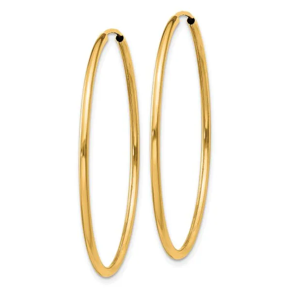 Leslie's 14k 1.5mm Polished Round Endless Hoop Earrings Image 2 Barnett Jewelers Jacksonville, FL