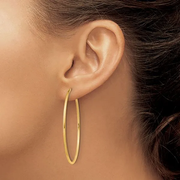 Leslie's 14k 1.5mm Polished Round Endless Hoop Earrings Image 3 Diamond Design Jewelers Somerset, KY
