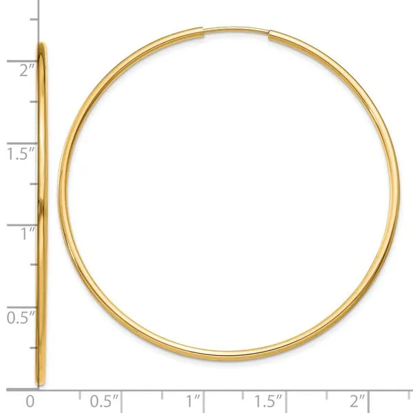 Leslie's 14k 1.5mm Polished Round Endless Hoop Earrings Image 4 Jewelry Design Studio Jensen Beach, FL
