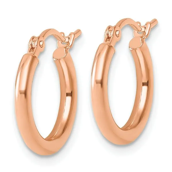 Leslie's 14k Rose Gold Polished 2x15mm Polished Hoop Earrings Image 2 Gaines Jewelry FLINT, MI