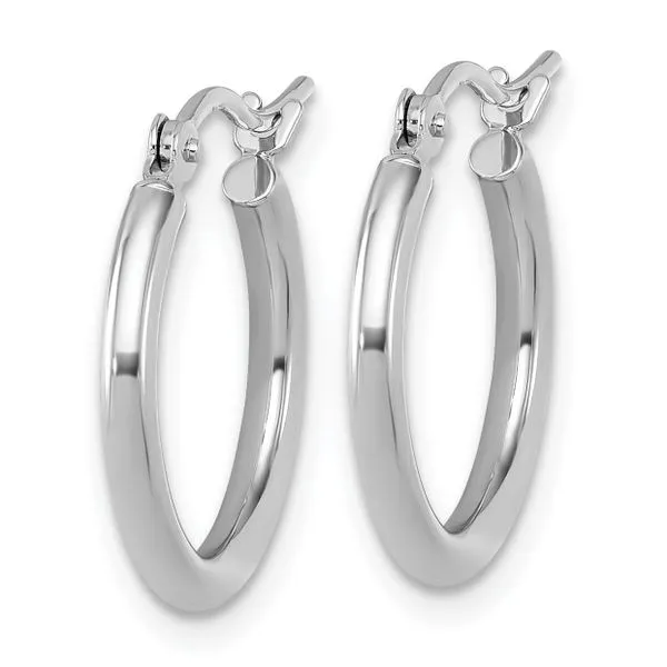Leslie's 14k White Gold Polished 2x17.5mm Polished Hoop Earrings Image 2 Diamond Design Jewelers Somerset, KY