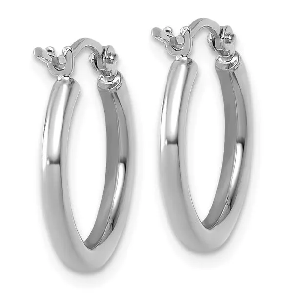 Leslie's 14k White Gold Polished 2x17.5mm Polished Hoop Earrings Image 4 Diamond Design Jewelers Somerset, KY