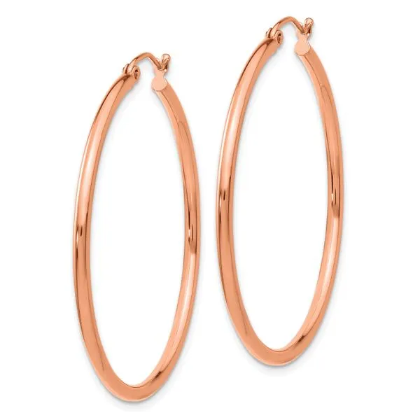 Leslie's 14k Rose Gold Polished 2x40mm Polished Hoop Earrings Image 2 Diamond Design Jewelers Somerset, KY