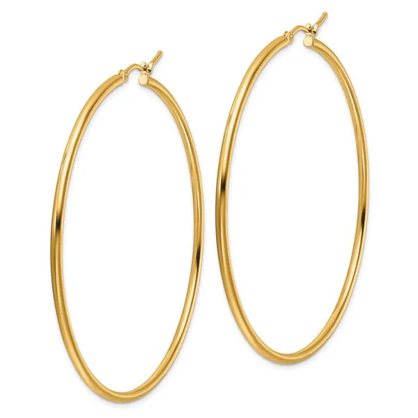Leslie's 14k Polished 2x60mm Polished Hoop Earrings Image 2 Diny's Jewelers Middleton, WI