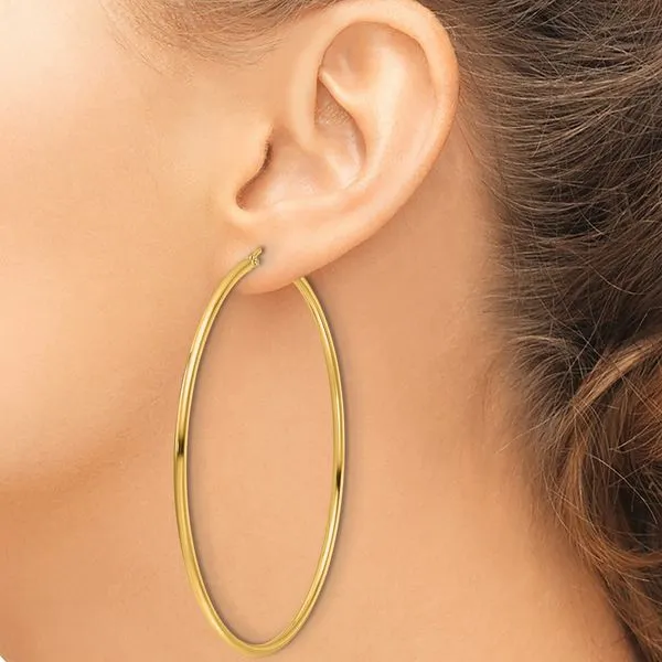 Leslie's 14k Polished 2x65mm Polished Hoop Earrings Image 3 Jewelry Design Studio Jensen Beach, FL