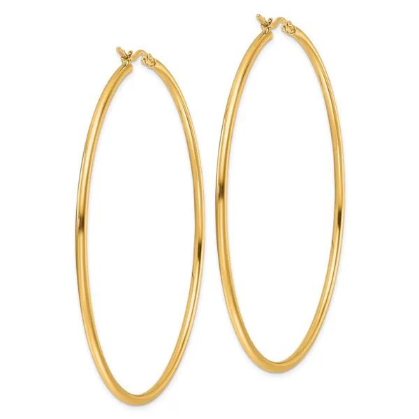 Leslie's 14k Polished 2x65mm Polished Hoop Earrings Image 4 Jewelry Design Studio Jensen Beach, FL