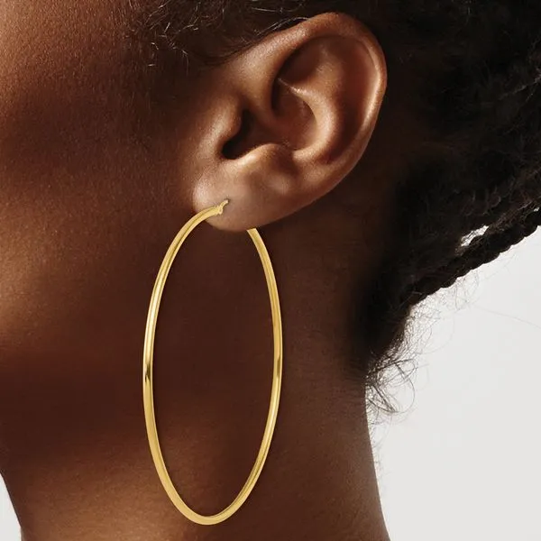 Leslie's 14k Polished 2x70mm Polished Hoop Earrings Image 3 K & Co Family Jewelers Eagle, ID