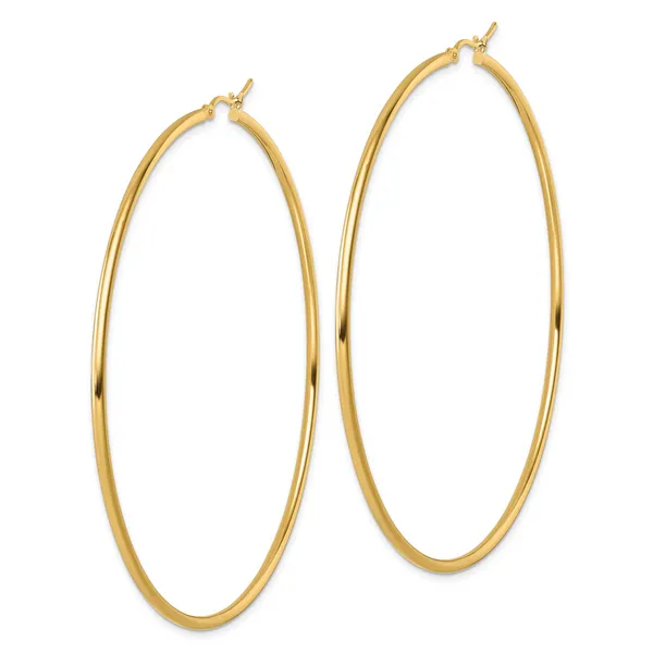 Leslie's 14k Polished 2x75mm Polished Hoop Earrings Image 2 Mitchell's Jewelry Norman, OK