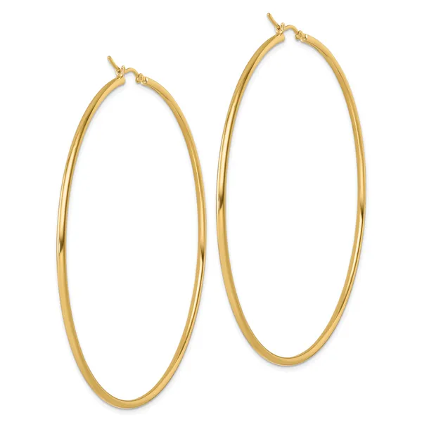 Leslie's 14k Polished 2x75mm Polished Hoop Earrings Image 4 Mitchell's Jewelry Norman, OK