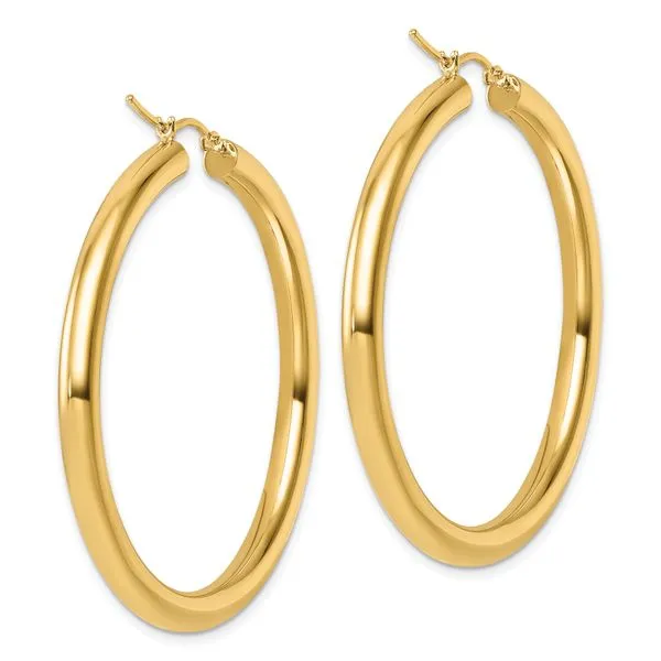Leslie's 14k Polished 4mm Polished Hoop Earrings Image 4 Thomas A. Davis Jewelers Holland, MI