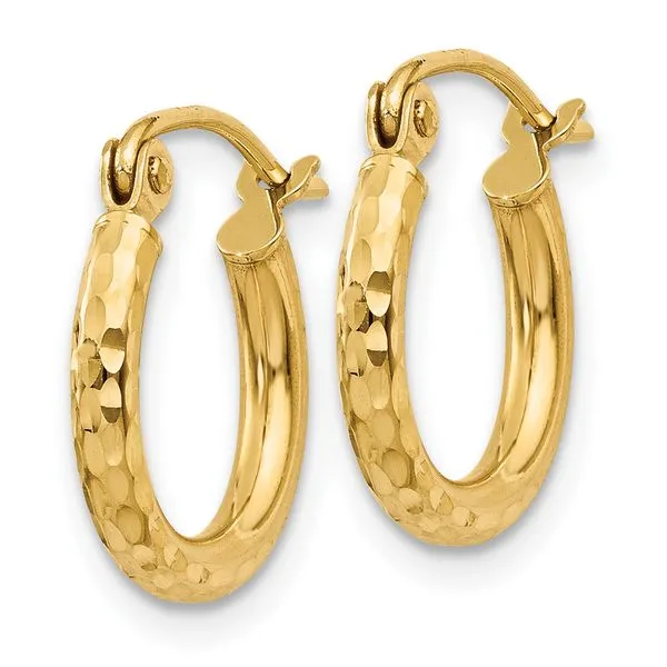 Leslie's 14k Diamond-cut 2mm Round Tube Hoop Earrings Image 2 Jewelry Design Studio Jensen Beach, FL
