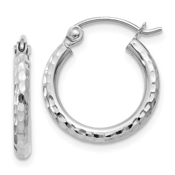 Leslie's 14k White Gold Diamond-cut 2mm Round Tube Hoop Earrings Diamond Design Jewelers Somerset, KY
