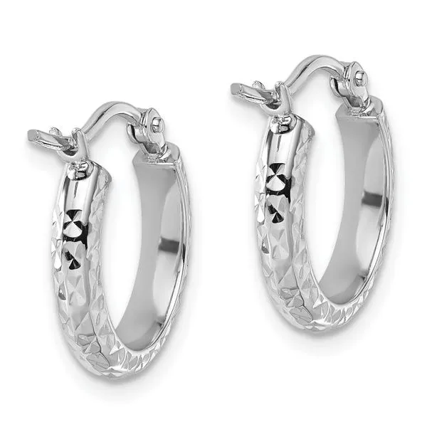 Leslie's 14k White Gold D/C 2.8x15mm Hollow Hoop Earrings Image 4 Delfine's Jewelry Charleston, WV