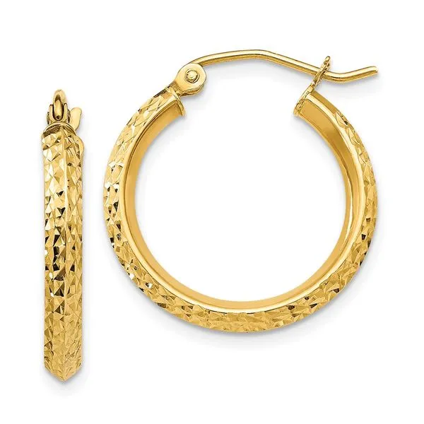 Leslie's 14k Knife Edge D/C 2.5x20mm Hollow Hoop Earrings Johnson Jewellers Lindsay, ON