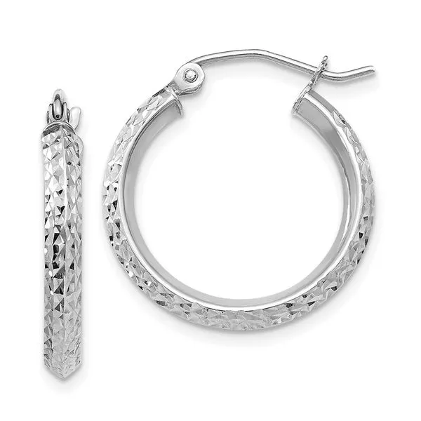 Leslie's 14k White Gold Knife Edge D/C 2.5x20mm Hoop Earrings Trenton Jewelers Ltd. Trenton, MI