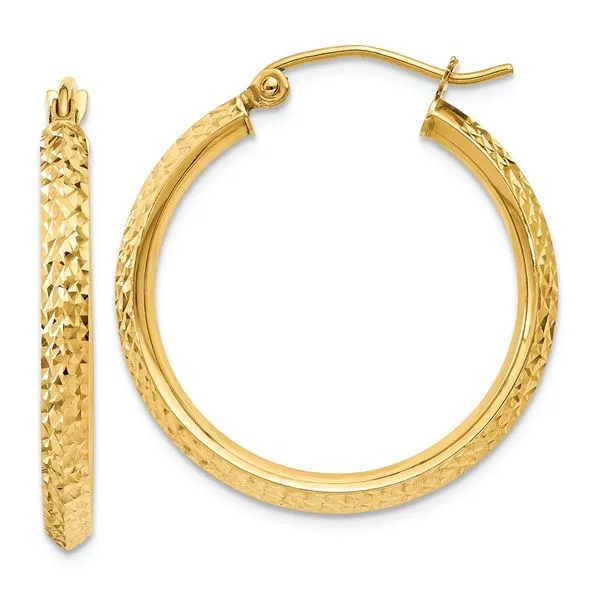 Leslie's 14k Knife Edge D/C 2.5x25mm Hollow Hoop Earrings John E. Koller Jewelry Designs owasso, OK