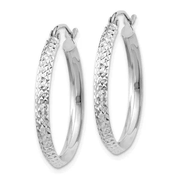 Leslie's 14k White Gold Knife Edge D/C 2.5x25mm Hoop Earrings Image 2 Jewelry Design Studio Jensen Beach, FL