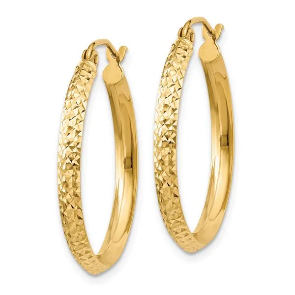 Leslie's 14k Knife Edge D/C 2.5x25mm Hollow Hoop Earrings Image 2 John E. Koller Jewelry Designs owasso, OK