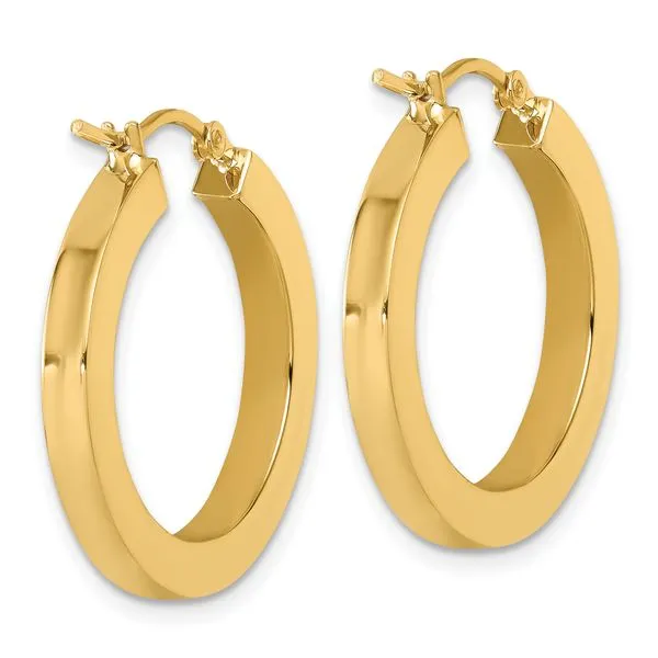 Leslie's 14k 3mm Polished Square Hoop Earrings Image 4 Tidwells of Greenwood Greenwood, SC